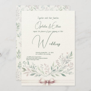 Floral watercolor Modern Typography wedding Invitation