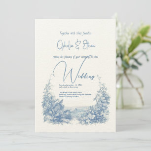 Floral watercolor Modern Typography wedding Invitation