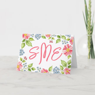 Floral Watercolor Monogram Stationery Thank You Card