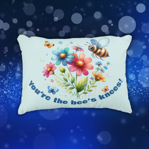 Floral Watercolor Monogram You're the Bee's Knees  Decorative Cushion