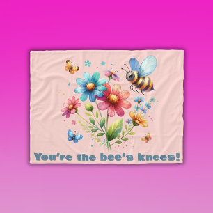 Floral Watercolor Monogram You're the Bee's Knees Fleece Blanket