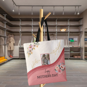 Floral Watercolor Mother's Day Cute Poem & Photo Tote Bag
