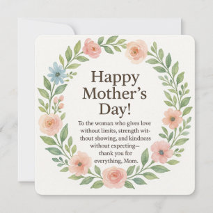 Floral Watercolor Mother's Day Gift Holiday Card