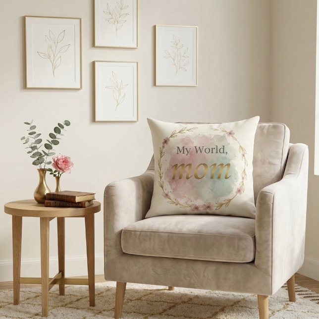 Floral Watercolor Mum Quote Pillow Design (Floral mom pillow – cozy and meaningful Mother’s Day gift)