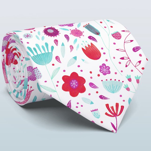Floral Watercolor Neck Tie (Creator Uploaded)