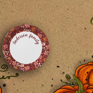 Floral watercolor orange name red paper plate