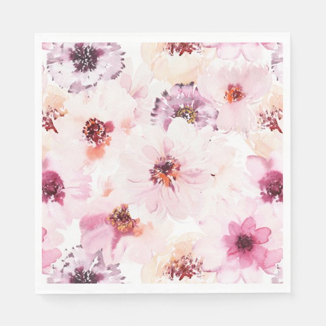 Floral Watercolor Paper Napkin (Front)