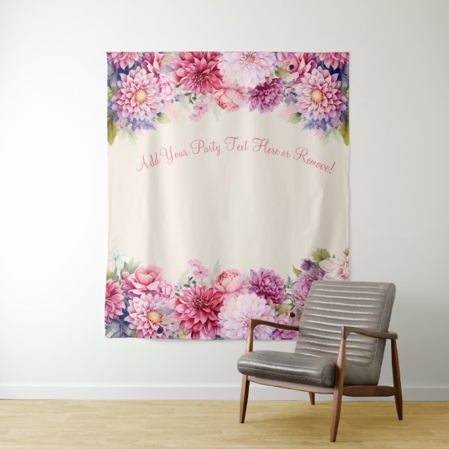 Floral Watercolor Party Photo Backdrop  Tapestry (In Situ)