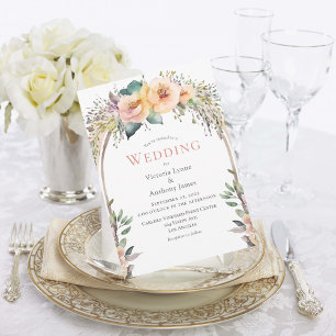 Floral Watercolor Pastel Frame Wedding Invitation
