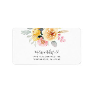 Floral Watercolor Pastel Script Return Address Label