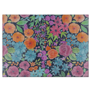 Floral watercolor pattern cutting board