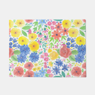 Floral watercolor pattern doormat