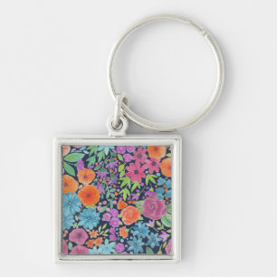 Floral watercolor pattern key ring