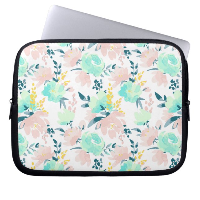 Floral Watercolor Pattern Laptop Sleeve (Front)