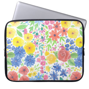 Floral watercolor pattern laptop sleeve