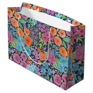 Floral watercolor pattern large gift bag