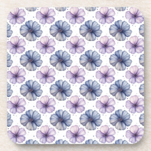 Floral Watercolor Pattern Lavender and Blue Coaster