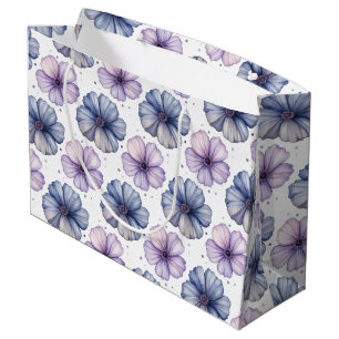 Floral Watercolor Pattern Lavender and Blue Large Gift Bag