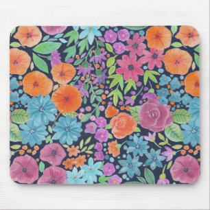 Floral watercolor pattern mouse pad