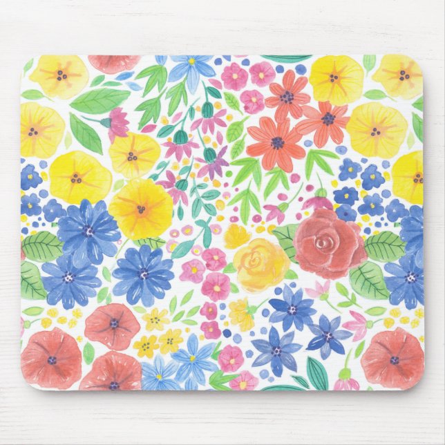 Floral watercolor pattern mouse pad (Front)