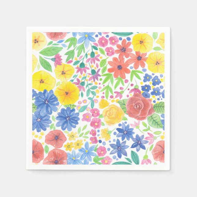 Floral watercolor pattern napkin (Front)
