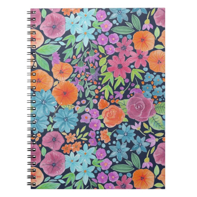 Floral watercolor pattern notebook (Front)