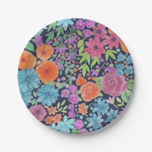 Floral watercolor pattern paper plate