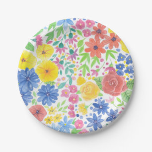 Floral watercolor pattern paper plate