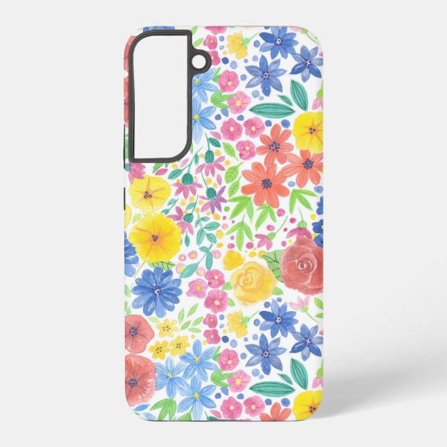Floral watercolor pattern samsung galaxy s22+ case (Back)