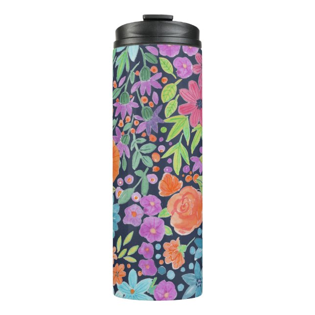 Floral watercolor pattern thermal tumbler (Front)