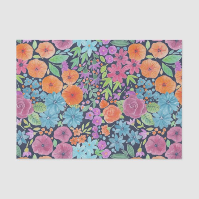 Floral watercolor pattern tissue paper (Front)