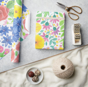 Floral watercolor pattern wrapping paper