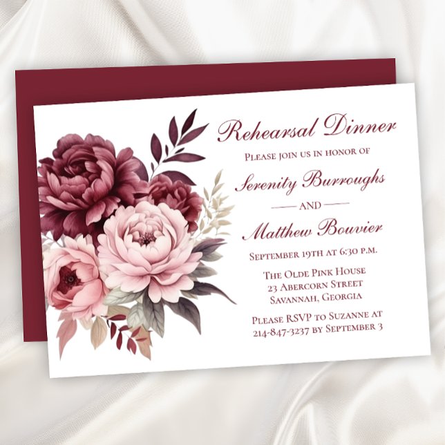 Floral Watercolor Peony Wedding Rehearsal Dinner Invitation (Creator Uploaded)