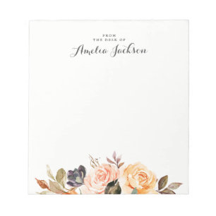 Floral Watercolor Personalised Notepad Stationery