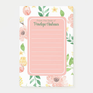 Floral Watercolor Personalised Post-it Notes