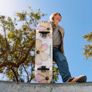 Floral Watercolor Personalised Skateboard