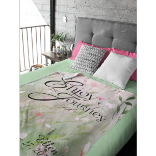 Floral watercolor personalized Enjoy the Journey Fleece Blanket