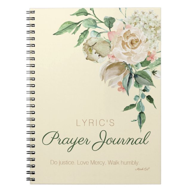 Floral Watercolor Personalized Prayer Journal (Front)
