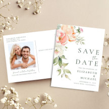 Floral Watercolor Photo Wedding Save The Date