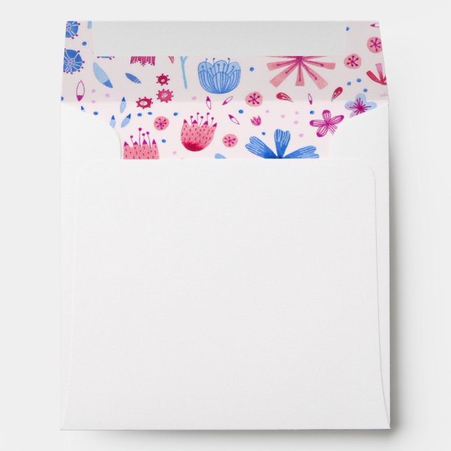 Floral Watercolor Pink Blue Envelope (Back (Bottom))