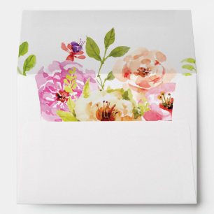 Floral Watercolor Pink Orange   Inside Envelope