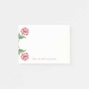 Floral Watercolor Pink Rose Flowers Personalised Post-it Notes