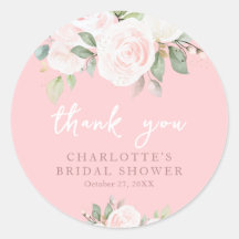 Floral Watercolor Pink Thank you Bridal Shower