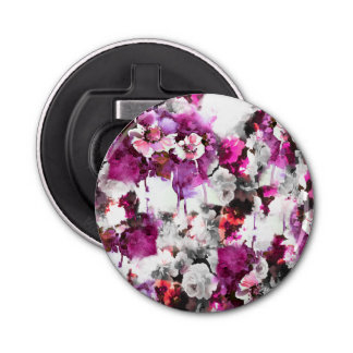 Floral Watercolor - Pink & white abstract design Bottle Opener