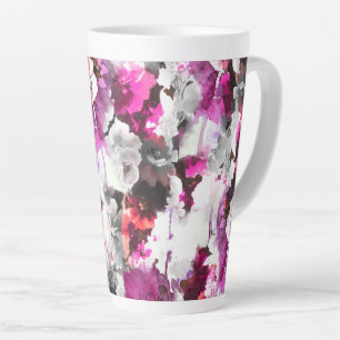 Floral Watercolor - Pink & white abstract design Latte Mug