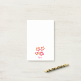 Floral watercolor pink yellow custom saturated post-it notes