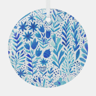 Floral Watercolor Plants Seamless Texture Glass Tree Decoration