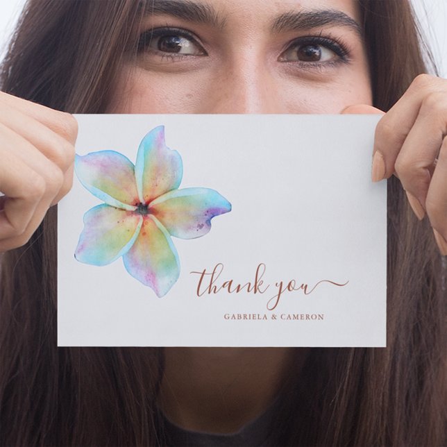 Floral Watercolor Plumeria Terracotta Wedding Thank You Card (Creator Uploaded)
