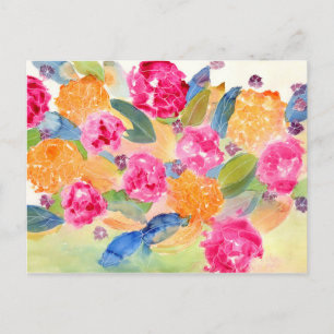 Floral watercolor postcard