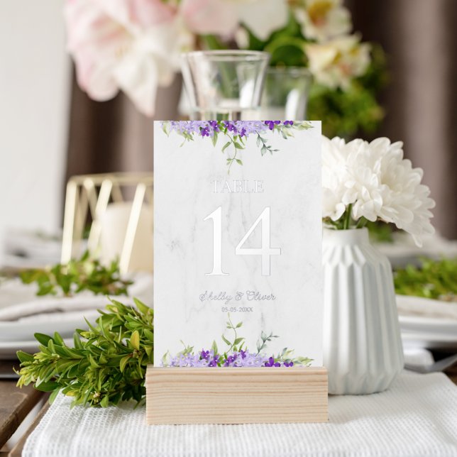 Floral Watercolor Purple Shades Table Numbers Card (Creator Uploaded)